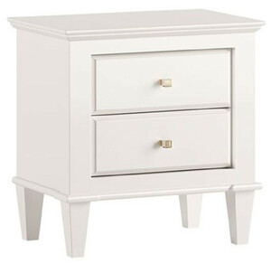 Casa Padrino Luxus Art Deco Nachttisch Wei� 60 x 40 x H. 61 cm - Massivholz Beistelltisch mit 2 Schubladen - Schlafzimmer M�bel - Art Deco M�bel - Luxus M�bel