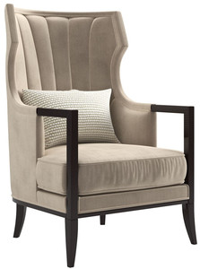 Casa Padrino Luxus Art Deco Samt Sessel Beige / Dunkelbraun 70 x 75 x H. 100 cm - Edler Wohnzimmer Sessel - Luxus Qualitt - Art Deco Mbel