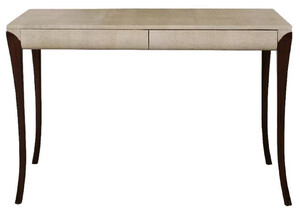 Casa Padrino Luxus Art Deco Schreibtisch mit 2 Schubladen Creme / Dunkelbraun 119 x 66 x H. 77 cm - Massivholz Brotisch mit geprgtem Leder - Bro Mbel - Art Deco Mbel - Luxus Mbel