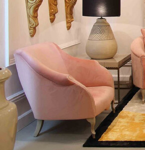 Casa Padrino Luxus Art Deco Sessel Rosa / Grau 85 x 85 x H. 88 cm - Wohnzimmer Sessel - Hotel Sessel - Wohnzimmer Mbel - Hotel Mbel - Luxus Art Deco Mbel