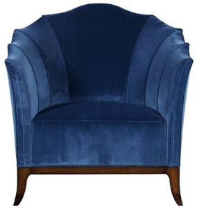 Casa Padrino Luxus Art Deco Sessel Blau / Dunkelbraun - Handgefertigter Massivholz Wohnzimmer Sessel mit edlem Samtstoff - Art Deco Wohnzimmer M�bel