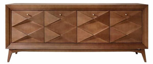 Casa Padrino Luxus Art Deco Sideboard Matt Cognac 220 x 50 x H. 92 cm - Edler Massivholz Schrank mit 4 Tren - Esszimmer Mbel - Art Deco Mbel - Luxus Mbel