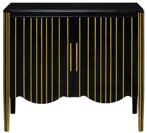 Casa Padrino Luxus Art Deco Sideboard Schwarz / Gold 100 x 50 x H. 90 cm - Edler Massivholz Schrank mit 2 T�ren - Art Deco Wohnzimmer M�bel