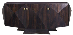Casa Padrino Luxus Art Deco Sideboard Dunkelbraun 207 x 63 x H. 90 cm - Edler Wohnzimmerschrank mit 3 T�ren - Art Deco M�bel
