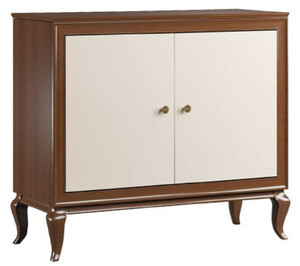 Casa Padrino Luxus Art Deco Sideboard Dunkelbraun / Cremefarben 108,7 x 43,5 x H. 95,5 cm - Massivholz Schrank mit 2 T�ren - Art Deco Wohnzimmer M�bel