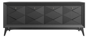 Casa Padrino Luxus Art Deco Sideboard Schwarz 220 x 50 x H. 92 cm - Edler Massivholz Schrank mit 4 Tren - Esszimmer Mbel - Art Deco Mbel - Luxus Mbel