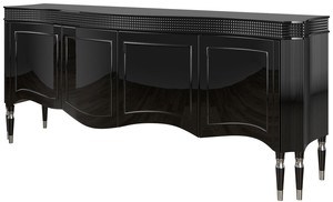 Casa Padrino Luxus Art Deco Sideboard Schwarz / Silber 220 x 53 x H. 93 cm - Edler Wohnzimmer Schrank mit 4 Tren - Art Deco Mbel