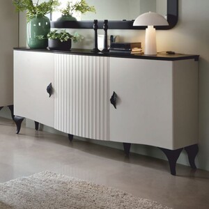 Casa Padrino Luxus Art Deco Sideboard Wei� / Schwarz 173,4 cm - Art Deco M�bel