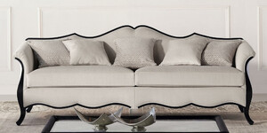 Casa Padrino Luxus Art Deco Sofa Grau / Schwarz - Handgefertigtes Wohnzimmer Sofa - Wohnzimmer Mbel - Art Deco Mbel - Luxus Mbel - Luxus Qualitt - Made in Italy