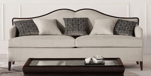 Casa Padrino Luxus Art Deco Sofa Grau / Dunkelbraun - Handgefertigtes Wohnzimmer Sofa - Wohnzimmer Mbel - Art Deco Mbel - Luxus Mbel - Luxus Qualitt - Made in Italy