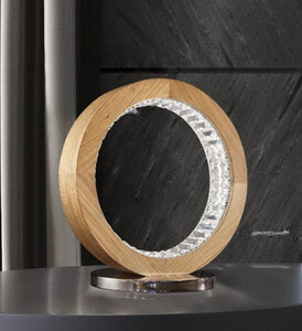 Casa Padrino Luxus LED Tischleuchte Naturfarben 40 x 30 x H. 43 cm - Runde dimmbare LED Schreibtischleuchte - Luxus Tischleuchten - Luxus Qualit�t - Made in Italy