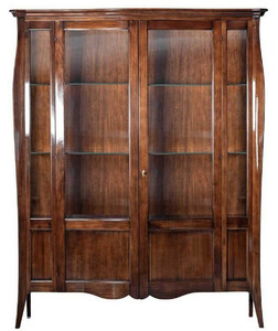Casa Padrino Luxus Art Deco Vitrine Braun 170 x 50 x H. 215 cm - Massivholz Vitrinenschrank mit 2 Glastren - Luxus Art Deco Wohnzimmer Mbel