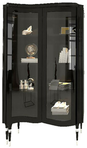 Casa Padrino Luxus Art Deco Vitrine Schwarz / Silber - Handgefertigter Massivholz Vitrinenschrank mit 2 Glastren - Art Deco Wohnzimmer Mbel