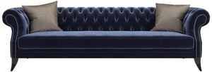 Casa Padrino Luxus Chesterfield Samt Sofa Lila / Schwarz / Silber 250 x 100 x H. 80 cm - Luxus Qualit�t - Chesterfield Wohnzimmer M�bel