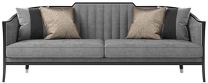 Casa Padrino Luxus Art Deco Samt Sofa Grau / Schwarz / Silber 250 x 95 x H. 93 cm - Edles Wohnzimmer Sofa - Luxus Qualit�t - Art Deco M�bel
