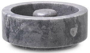 Casa Padrino Luxus Aschenbecher Grau  20 x H. 7,5 cm - Runder Marmor Aschenbecher - Deko Accessoires - Luxus Qualit�t