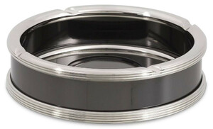 Casa Padrino Luxus Aschenbecher Silber / Schwarz  18 x H. 5 cm - Runder Messing Aschenbecher - Deko Accessoires - Luxus Qualit�t