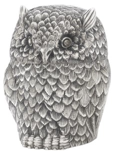 Casa Padrino Luxus Aufbewahrungsbox Eule Antik Silber 15 x 14,5 x H. 18,5 cm - Edle Deko Dose mit Deckel - Luxus Accessoires