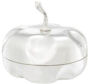 Casa Padrino Luxus Aufbewahrungsbox in Krbisform Silber  20 x H. 17,5 cm - Deko Krbis mit Deckel