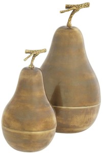 Casa Padrino Luxus Aufbewahrungsboxen Set mit Deckel in Birnenform Vintage Messing - Luxus Deko Accessoires
