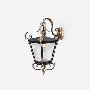 Casa Padrino Luxus Au�en Laterne Schwarz B. 32 x H. 73 cm - Handgefertigte Laterne aus Schmiedeeisen - Luxus Kollektion - Edel & Prunkvoll