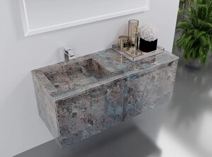 Casa Padrino Luxus Badezimmer Set Grau Meliert Porzellan - Hotel Bad Einrichtung