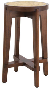 Casa Padrino Luxus Barhocker Braun / Naturfarben  44 x H. 67 cm - Runder Massivholz Barstuhl - Bar Mbel