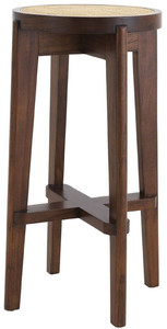 Casa Padrino Luxus Barhocker Braun / Naturfarben  44 x H. 76,5 cm - Runder Massivholz Barstuhl - Bar M�bel