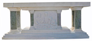 Casa Padrino Luxus Barock Altar Wei / Grn 250 x 100 x H. 80 cm - Prunkvoller Marmor Altar - Luxus Marmor Mbel im Barockstil - Edel & Prunkvoll