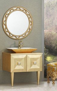 Casa Padrino Luxus Barock Badezimmer Set Gold - Waschtisch mit Waschbecken und Wandspiegel - Edel & Prunkvoll - Luxus Qualitt