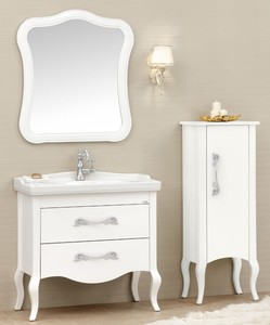 Casa Padrino Luxus Barock Badezimmer Set Wei / Silber - 1 Waschtisch & 1 Waschbecken & 1 Wandspiegel & 1 Kommode - Edel & Prunkvoll - Luxus Qualitt