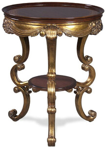 Casa Padrino Luxus Barock Beistelltisch Dunkelbraun / Gold  58 x H. 70 cm - Runder Mahagoni Tisch im Barockstil - Barock Wohnzimmer Mbel