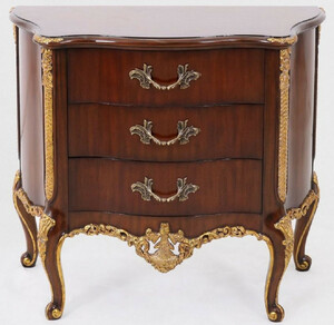Casa Padrino Luxus Barock Nachtkommode Dunkelbraun / Gold - Massivholz Nachttisch mit 3 Schubladen - Handgefertigte Kommode im Barockstil - Barock M�bel