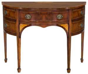 Casa Padrino Luxus Jugendstil Kommode Dunkelbraun / Hellbraun 115 x 59 x H. 86 cm - Halbrunde Mahagoni Kommode mit Schublade und 2 Tren - Jugendstil Mbel