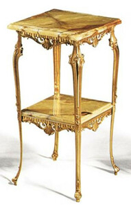 Casa Padrino Luxus Barock Beistelltisch Gold / Beigefarben 40 x 40 x H. 72 cm - Edler Messing Tisch mit Marmorplatten - Barock Wohnzimmer Mbel - Luxus Qualitt