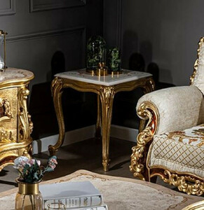 Casa Padrino Luxus Barock Beistelltisch Creme / Beige / Gold - Handgefertigter Tisch im Barockstil - Barock Wohnzimmer M�bel - Edel & Prunkvoll