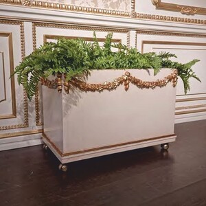 Casa Padrino Luxus Barock Blumentopf mit Rollen Wei / Gold 75 cm - Made in Italy