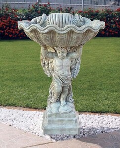 Casa Padrino Luxus Barock Blumentopf Engel Grau H. 105 cm - Made in Italy