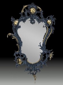 Casa Padrino Luxus Barock Bronze Spiegel Blau / Gold H. 74 cm - Barock M�bel