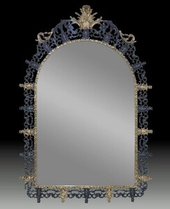 Casa Padrino Luxus Barock Bronze Spiegel Blau / Gold H. 123 cm - Barock M�bel