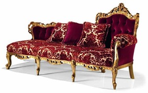 Casa Padrino Luxus Barock Chaiselongue Bordeauxrot / Gold 202 cm - Made in Italy