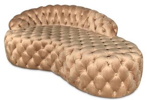 Casa Padrino Luxus Chesterfield Samt Chaiselongue Gold 162 x 94 x H. 65 cm - Chesterfield M�bel - Luxus Qualit�t