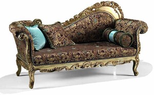 Casa Padrino Luxus Barock Chaiselongue Braun / T�rkis / Gold 196 cm - Made in Italy