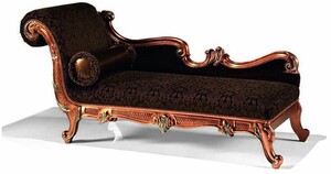 Casa Padrino Luxus Barock Chaiselongue Schwarz / Braun / Kupfer 180 cm - Made in Italy