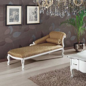Casa Padrino Luxus Barock Chaiselongue Gold / Wei� / Silber 166 cm - Made in Italy