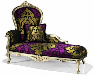 Casa Padrino Luxus Barock Chaiselongue Lila / Schwarz / Gold 156 cm - Made in Italy