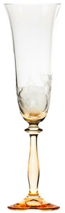 Casa Padrino Luxus Barock Champagnerglas 6er Set Orange  7 x H. 24,5 cm - Handgefertigte und handgravierte Champagnerglser mit Blumen Design - Hotel & Restaurant Accessoires