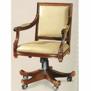 Casa Padrino Luxus Barock Leder Schreibtischstuhl Beige / Braun - Made in Italy