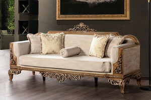 Casa Padrino Luxus Barock Sofa Grau / Braun - Prunkvolles Wohnzimmer Sofa im Barockstil - Barock Wohnzimmer Mbel - Edel & Prunkvoll