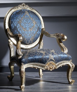 Casa Padrino Luxus Barock Salon Stuhl Dunkelblau / Antik Gold 65 x 85 x H. 120 cm - Barockmbel